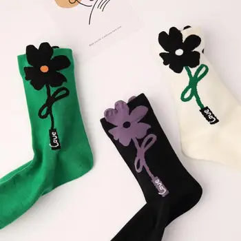 Дамски Чорапи с хубав кавайным анимационни цветен заек в японски корейски стил, изработени от памук Harajuku, забавни дишащи ежедневни къси чорапи с цветен модел