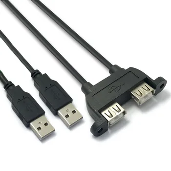 Двойна USB 2.0 Съединители за Двойно USB 2.0 Штекерному Удлинительному кабел USB 2.0 с Винтовым Затваряне на лентата с Щекер към штекеру 30 см 50 см
