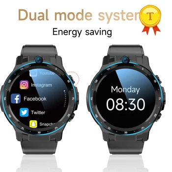 двухрежимная система на 2g, 3g, 4g lte Смарт часовници Мъжки 6G RAM 128 GB ROM GPS, Wifi, Две Камери 900 mah Голяма Батерия Android 10 Smartwatch