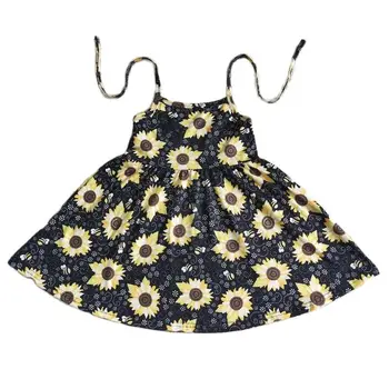 Детска лятна рокля-комбинация с подсолнухом и пчелите, дрехи без ръкави за малки момичета, на едро, модни детски дрехи с цветен модел за деца