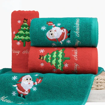 Детски хавлиени кърпи от чист памук под формата на елхи, бебешки кърпи за баня на Дядо Коледа, Коледни плажна кърпа, детски Коледен подарък за Нова Година