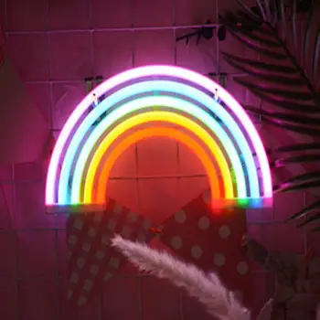 Дъгата Неонова Светлина Иновативни форми, Цветни Декоративни led лека нощ, украса за партита в спалнята на общежитието