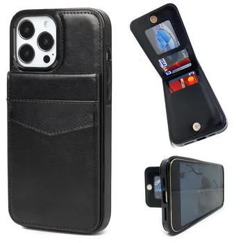 Жена модерен калъф за мобилен телефон, портфейл за iPhone 14 Pro с отделения за карти, титуляр, мъжки луксозен магнитен джоб за монети
