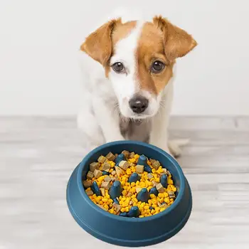Здрава купа за котки, удобна запечатани кръгла купа за бавно подаване на храна за кучета
