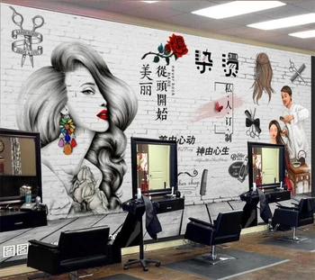 Индивидуални тапети 3d фотообои салон за красота в индустриален стил, фризьорски салон, ТВ фон, за украса на стени, боядисване на papel de parede