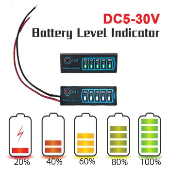 Индикатор за нивото на зареждане на батерията Dc 5-30 В тройната литиева батерия, литиево-желязо-фосфатная оловно-кисели батерии, lcd дисплей капацитет Тестер-метър