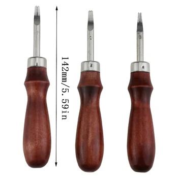 Инструмент за производството на изделия от кожа със собствените си ръце 0.8/1.0/1.2 Инструменти за производството на изделия от кожа с дървена дръжка, инструмент за скошивания кожа на ръба