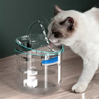 Интелигентен фонтан за котки обем 2 л, с кран, Диспенсер за вода за кучета, прозрачна Пияч, Филтри за пиене на домашни любимци, Сензор за движение, захранващи