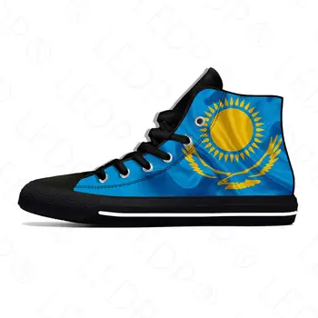 Казахстан, Казахски флаг Патриотическая забавни Модни и ежедневни тъканта, Обувки с висок берцем Леки, дишащи мъжки и дамски маратонки с 3D принтом