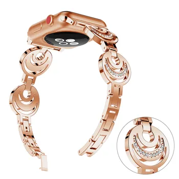 Каишка за часовник Bling с диаманти за Apple Watch iWatch 42/44 мм 38/40 мм, Метален Взаимозаменяеми каишка от неръждаема Стомана, Дамски гривни на Китката