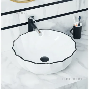 Керамични творчески мивки за баня Скандинавски санитария за баня с един умивалник Домакински съдове кръгла мивка за измиване на Модерна платформа