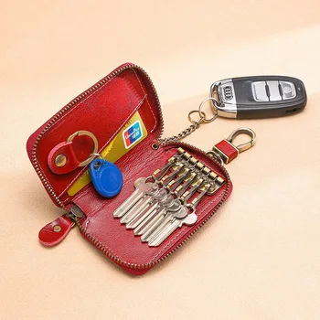 Ключодържател от естествена кожа за мъже и Жени, държач за ключове, Органайзер, калъф, в чантата си за ключовете от колата, икономка, калъф за ключове, мини чанта за карти