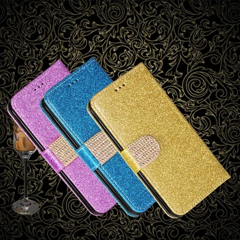 Кожен портфейл с пайети и диаманти, кожен калъф за LG Q Stylus Note Plus Q6 Q7 Q8 Q60 2017 2018, калъф за телефон