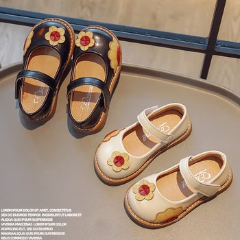 Кожени лоферы за момичета на принцеси, модел обувки от мека кожа, за момичета, Черно и бежово Обувки за деца, Sapato Infantil 2023, обувки за партита