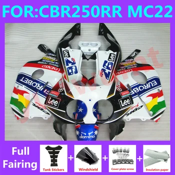 Комплекти за мотоциклетни обтекателей са подходящи за Cbr250rr 1990-1994 NC22 CBR 250 RR MC22 CBR250 RR 1993 Комплект обтекателей за цялото тяло синьо бяла
