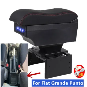 Кутия за подлакътник на Fiat Grande Punto, Ford за автомобилния подлакътник Fiat Punto централна кутия за съхранение на Дооснащение интериорни авто аксесоари, USB