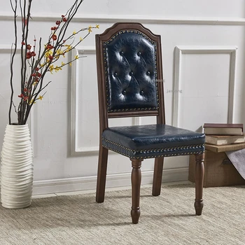 Леки Луксозни Трапезни столове от масивно дърво с кожена облегалка в скандинавски стил, стол за преговори, кухненски Мебели, Стол за кафе и почивка