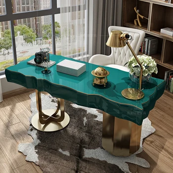 Лесен луксозен бюро в постмодерния стил, лесен бюро, боя за работния плот, спалня, компютърна маса от неръждаема стомана