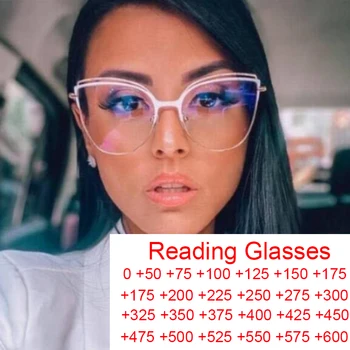 Луксозни очила за четене с кошачьим око, блокиране на компютъра, от синя светлина, модни рамки за очила UV400, очила за Старческо + 1,75