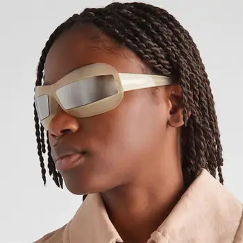 Марка Пънк Правоъгълни Слънчеви Очила Женски Мъжки Модни Реколта огледално Извънгабаритни Нередовни Слънчеви Очила 2000-те години на Естетическите нюанси на Y2K