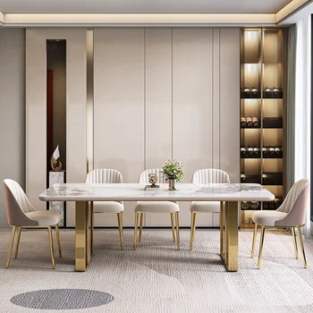 Маси, в семейството, в европейски стил, Лесен маса за хранене в лобито на хотела, издръжлив дизайн на правоъгълна маса в общежитието, H