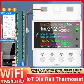 Метален Нпм сензор Интелигентен Дом 100a At4pt приложение за Дистанционно управление на WIFI Bluetooth Din-рейк Цифров термостат Водоустойчив Нпм сензор