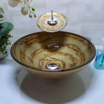 Мивка от кръгло закалено стъкло за баня, мивка за обличане HX023