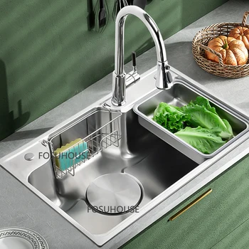 Мивка от неръждаема стомана Nano 304 за кухня, голям вграден однослойная домакински богат на функции кухненска мивка за гурме голям капацитет