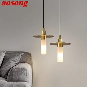 Модерен месинг окачен лампа AOSONG, led полилей в скандинавски стил, просто креативна лампа за домашна трапезария, две спални, бар