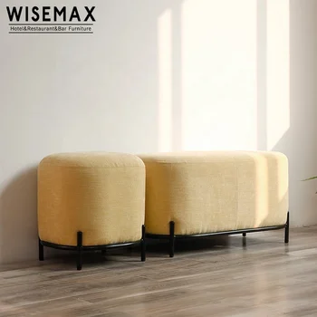 Модерен секционни Кръг на дивана-табуретка за всекидневна стая от плат с черна метална струпясване