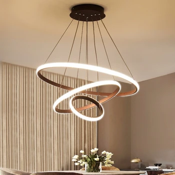 Модерна проста led лампа за всекидневната, луксозно златен пръстен, бар, творчески кабинет, спалня, висящи лампи, полилеи за ресторант в скандинавски стил