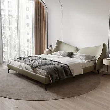 Модерна проста технология, текстилен рамка на легло, италианска лека луксозно легло за главната спалня, Дизайнерска спалня 1,8 м, Мебели за спалня