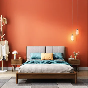 Модерни минималистичные обикновена оранжеви тапети Хермес в скандинавски стил за хол, спалня, декориране на магазин, оранжево-червени тапети behang