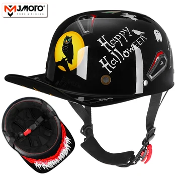 Мотоциклет шлем с открито лице, класически ретро мотоциклети полушлем, бейзболна шапка, сертифицирани каски за каране на мотоциклет и скутер