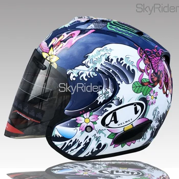 Мотоциклет шлем с открито лице Dong ying long-тъмен цвят, за езда, за мотокрос, каска за мотобайка