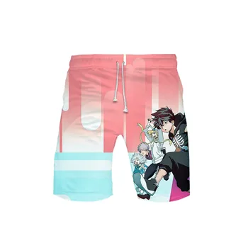 Мъжки летни плажни тенденция къси панталони с комиксами Kemono Jihen, тийнейджърска мода, ежедневни спортни шорти с анимационни герои, Спортни Дрехи