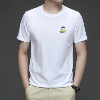 Мъжки памучен тениска с къс ръкав, лятна младежка корейската версия, ежедневни модна тениска с кръгло деколте, марка приливи и отливи, блузи, тениски, дрехи