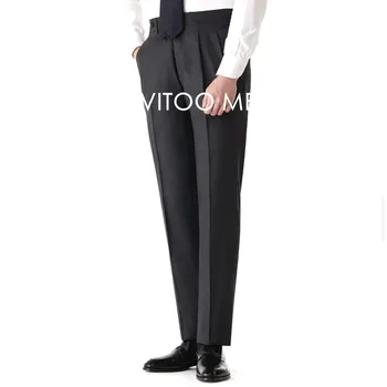 Мъжки Панталони с Черен цвят на Слонова кост, Обикновен костюм/Бизнес Сватбен Мъжки Костюм по поръчка/Официални мъжки Панталони, Дрехи/Чифт панталони