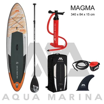 Надуваема дъска за сърф AQUA MARINA модел surf stand up paddle дъска педальное управление sup чанта, каишка, гребло спасителна лодка сал кану-каяк МАГМАТА