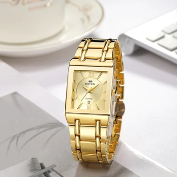 Най-добрата марка за луксозни часовници за мъже, правоъгълни кварцови часовници, часовници от сплав, бизнес вечерни мъжки часовници, подарък за мъже, часовници Relogio Homem