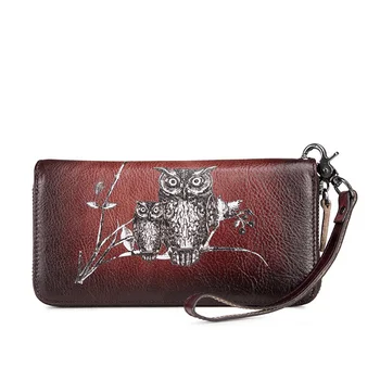 Нов дамски портфейл-клатч, удобна чанта с цип, женски пари клипове с няколко карти с орлиным принтом, ръчни чанти от естествена кожа, дълги портфейли
