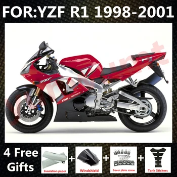НОВ комплект обтекателей за леене под налягане на мотоциклет ABS, годни За YZF R1 1998 1999 2000 2001 YFZ-R1 98 99 00 01, комплекти обтекателей, червен, черен