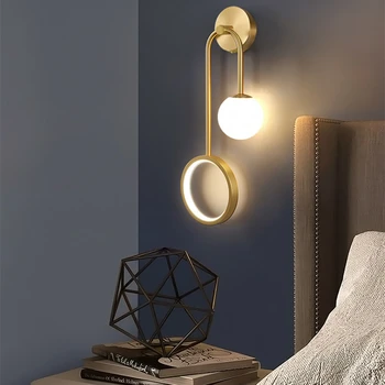 Нов Напълно бронзова лампа, Луксозен, с монтиран на стената лампа, малка странична лампа за дневна, Модерен и лесен коридор, Гръцка Villa Club, творческа светлинно украса