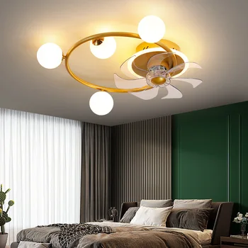 Нова великолепна вентиляторная лампа за спални, всекидневна, модерна просто великолепна вентиляторная лампа със светлина, безшумен вентилатор със силен вятър за дома decro