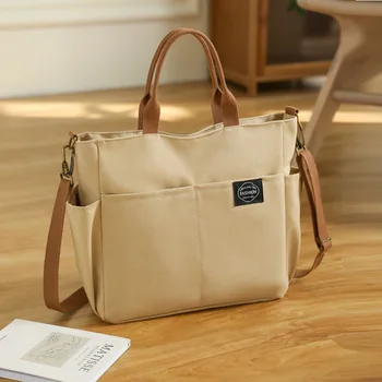 Нова дамска чанта от платно с голям капацитет, модерна лека пътна чанта за кратки пътувания, проста ежедневна чанта през рамо