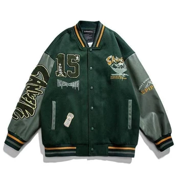 Нова сако с бродирани букви, мъжко яке Y2K, градинска бейзболна форма в стил хип-хоп, двойка ежедневните сака