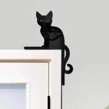 Нова Стикер за монтиране на прекъсвач с огледален ефект Украшение САМ Хелоуин Врата правоъгълен знак 3D Котка Стикер за монтиране на прекъсвач