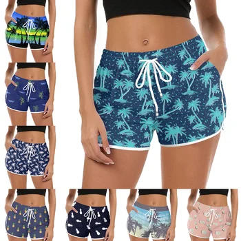 Нова Цвете, Плодът на Кокосовата палма, 3D печат, приморски сърф, дамски бански, ежедневни хавайски плажни панталони на дантела прозорци за почивка