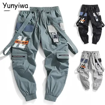Нови панталони за бягане, мъжки хип-хоп градинска облекло, панталони-карго, спортни панталони за почивка с модерен принтом, мъжки спортни панталони Harajuku, гащеризон
