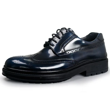 Обувки от естествена кожа с дърворезба, мъжки официалната кожени обувки на дебела подметка, бизнес ежедневни обувки, благородна модни удобни обувки за мъже